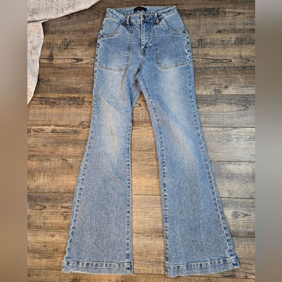 Frye denim jeans women's flare light wash stretch ladies retro - Picture 1 of 12